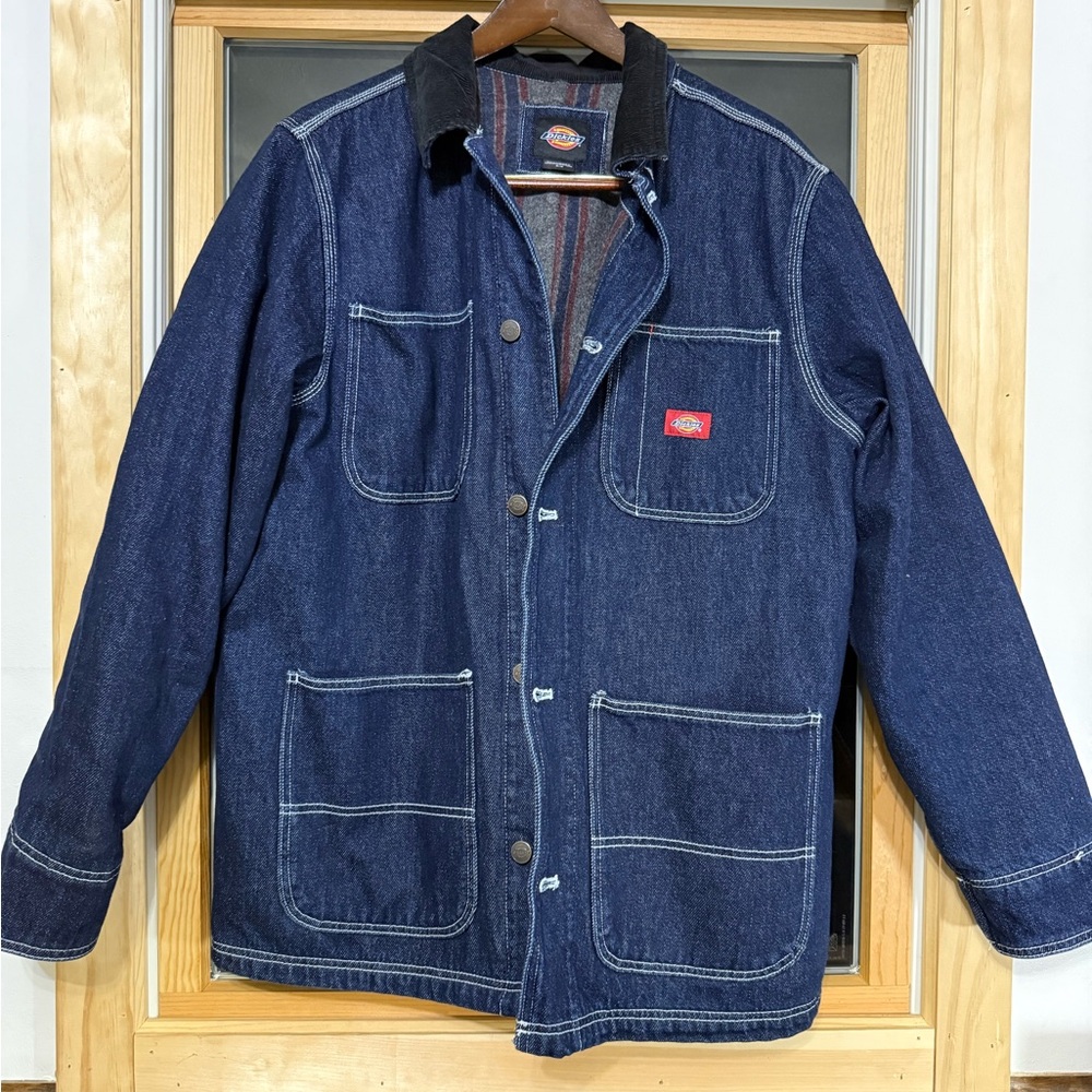 Dickies Dark Blue Denim Work Jacket with Contrast Collar